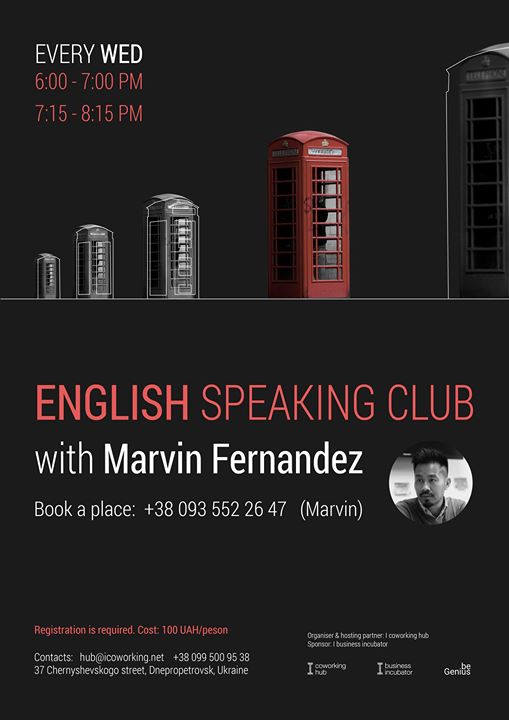 English speaking club with Marvin Fernandez