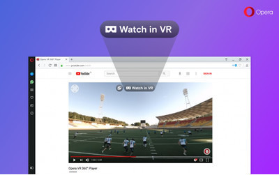 Opera получила подержку видео в формате 360 градусов в шлемах VR